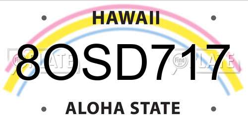 8OSD717 Hawaii License Plate