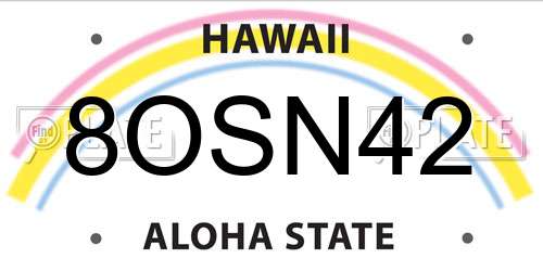 8OSN42 Hawaii License Plate