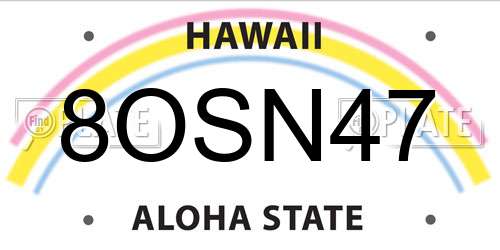8OSN47 Hawaii License Plate