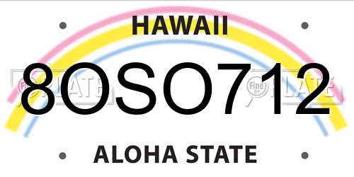 8OSO712 Hawaii License Plate