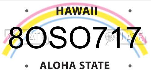 8OSO717 Hawaii License Plate