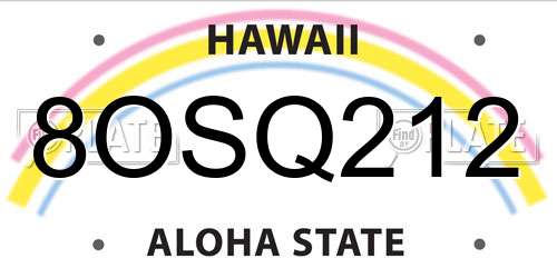 8OSQ212 Hawaii License Plate