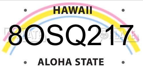 8OSQ217 Hawaii License Plate