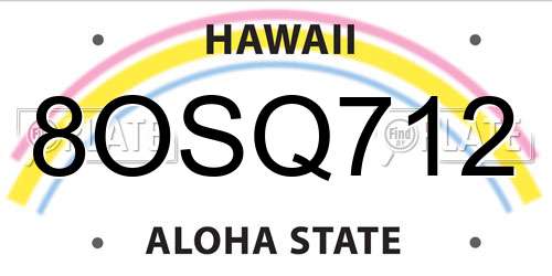 8OSQ712 Hawaii License Plate