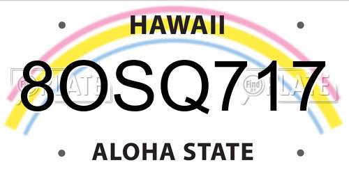 8OSQ717 Hawaii License Plate
