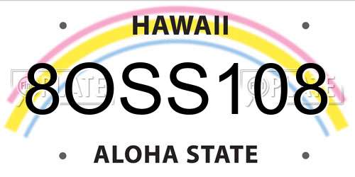 8OSS108 Hawaii License Plate