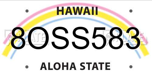 8OSS583 Hawaii License Plate