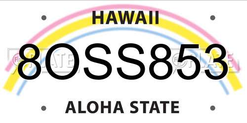 8OSS853 Hawaii License Plate