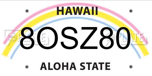 8OSZ80 Hawaii License Plate