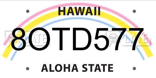 8OTD577 Hawaii License Plate