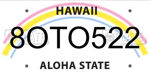 8OTO522 Hawaii License Plate