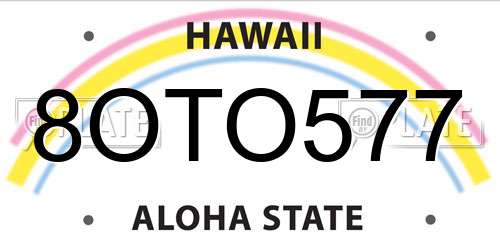 8OTO577 Hawaii License Plate