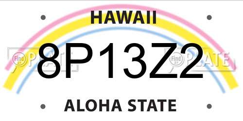 8P13Z2 Hawaii License Plate
