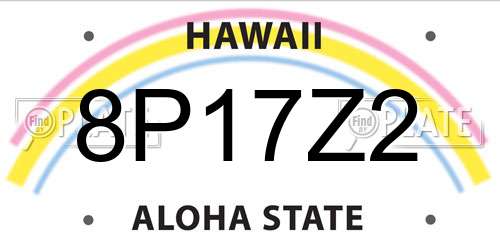 8P17Z2 Hawaii License Plate