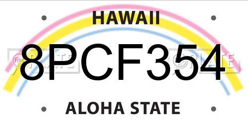 8PCF354 Hawaii License Plate