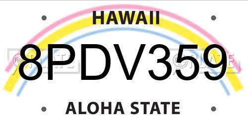 8PDV359 Hawaii License Plate