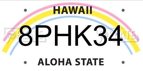 8PHK34 Hawaii License Plate
