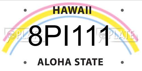 8PI111 Hawaii License Plate