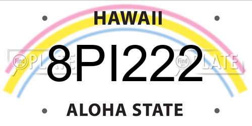 8PI222 Hawaii License Plate
