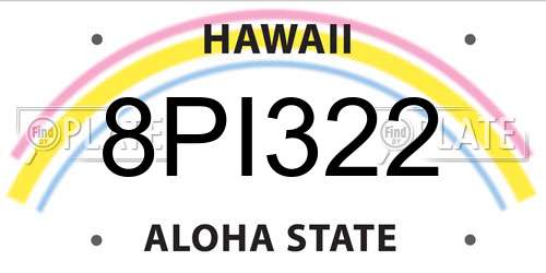 8PI322 Hawaii License Plate