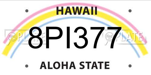 8PI377 Hawaii License Plate