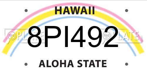 8PI492 Hawaii License Plate