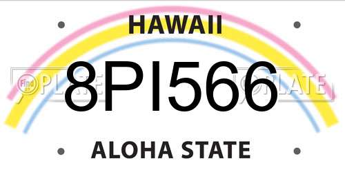 8PI566 Hawaii License Plate