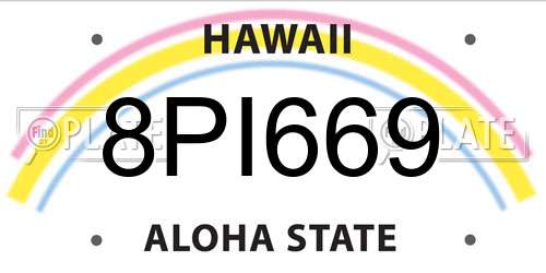 8PI669 Hawaii License Plate