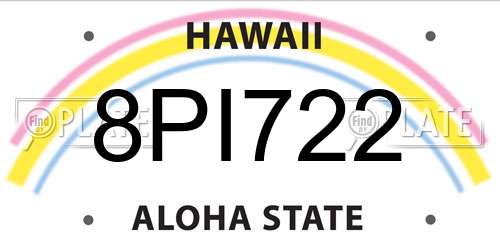 8PI722 Hawaii License Plate