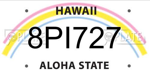 8PI727 Hawaii License Plate