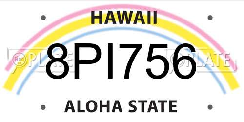 8PI756 Hawaii License Plate