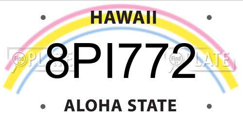 8PI772 Hawaii License Plate