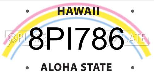 8PI786 Hawaii License Plate