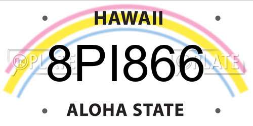 8PI866 Hawaii License Plate
