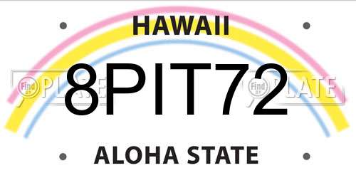 8PIT72 Hawaii License Plate