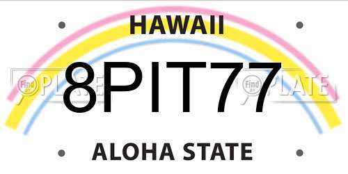 8PIT77 Hawaii License Plate