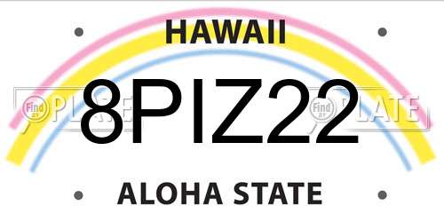 8PIZ22 Hawaii License Plate