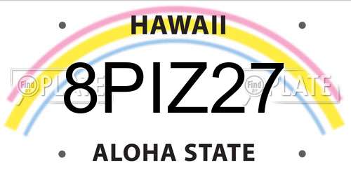 8PIZ27 Hawaii License Plate
