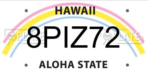 8PIZ72 Hawaii License Plate