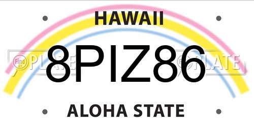 8PIZ86 Hawaii License Plate