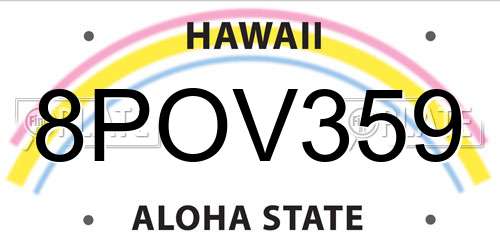 8POV359 Hawaii License Plate