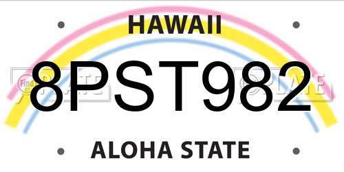 8PST982 Hawaii License Plate