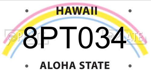 8PT034 Hawaii License Plate