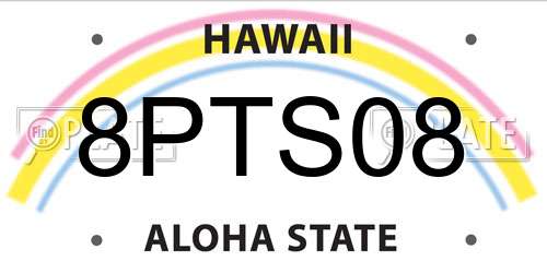 8PTS08 Hawaii License Plate