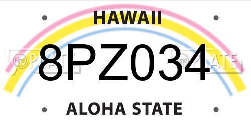 8PZ034 Hawaii License Plate