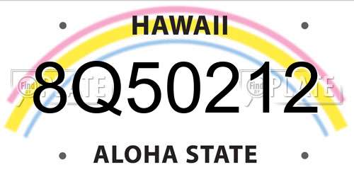 8Q50212 Hawaii License Plate