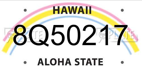 8Q50217 Hawaii License Plate
