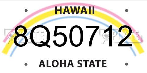 8Q50712 Hawaii License Plate
