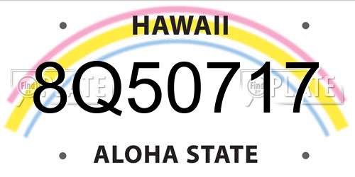 8Q50717 Hawaii License Plate