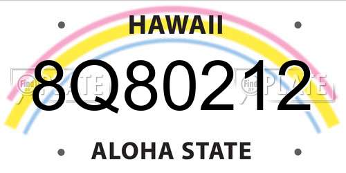 8Q80212 Hawaii License Plate